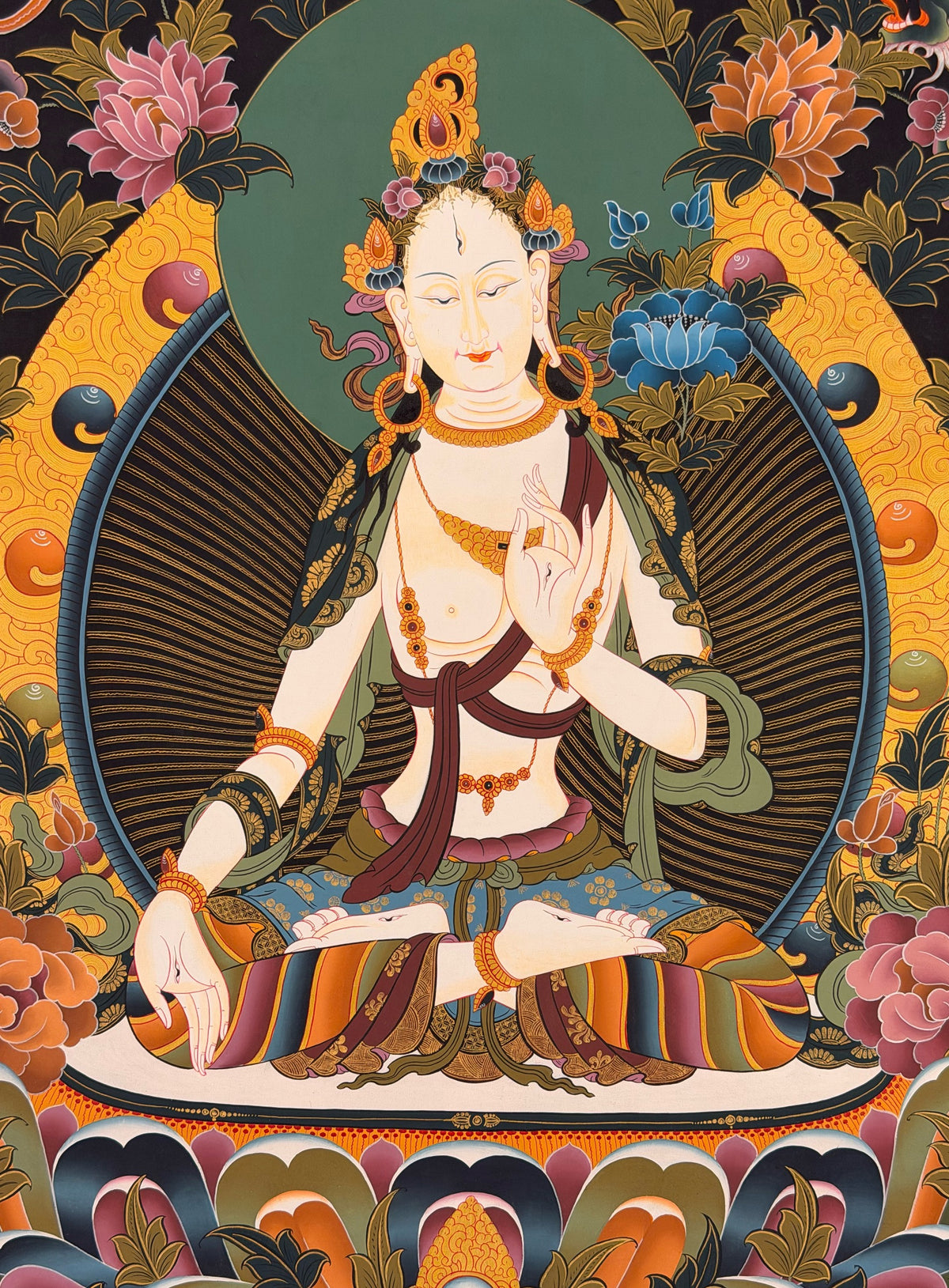 White Tara thangka, close-up photo 5 of 5