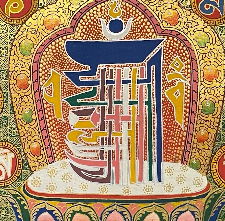 Kalachakra Monogram Mandala thangka, detail: centre
