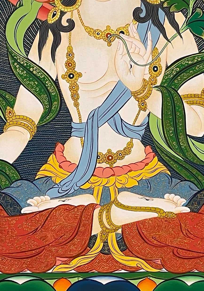 White Tara thangka, detail: centre