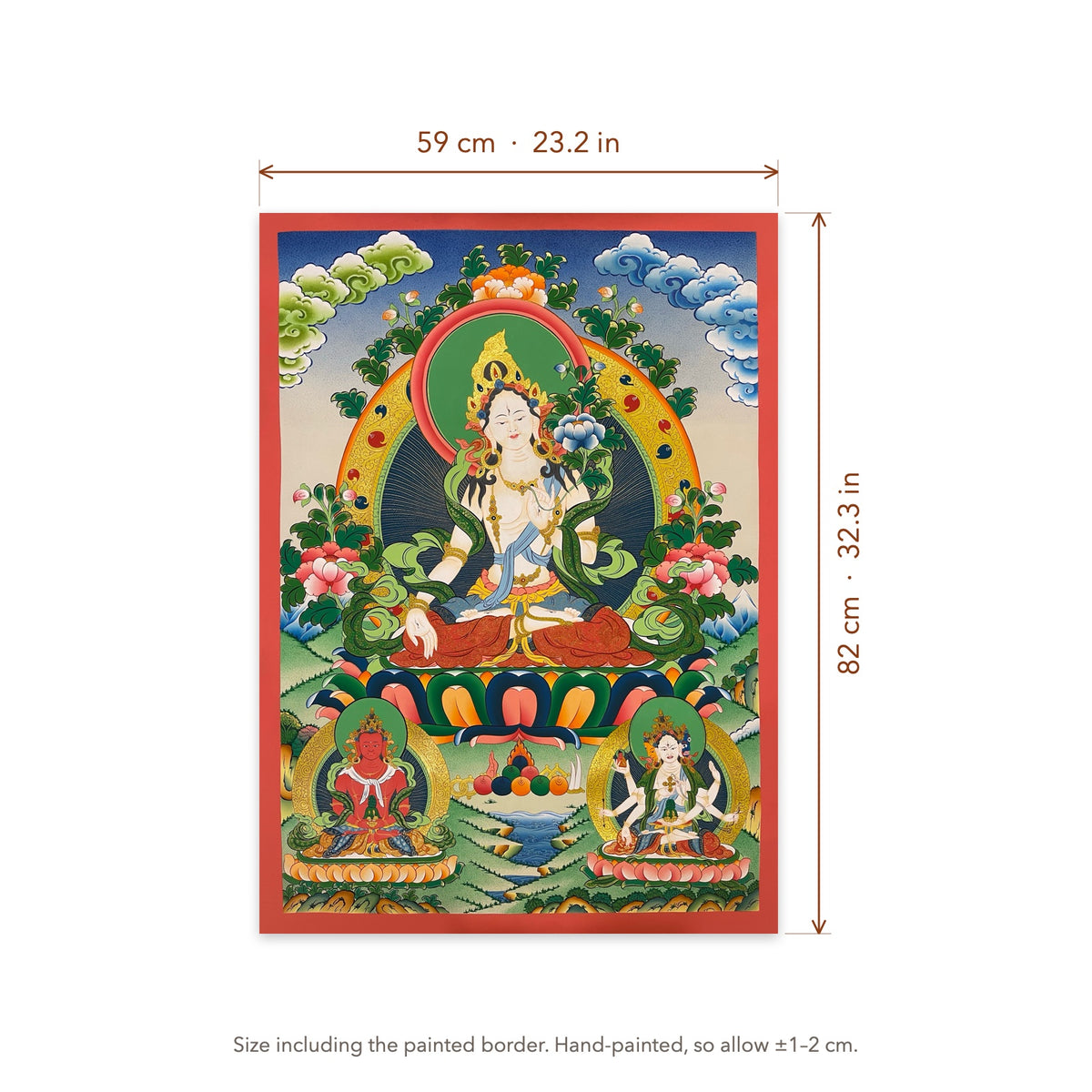 Size diagram: 59 × 82 cm (23.2 × 32.3 in), including the painted border