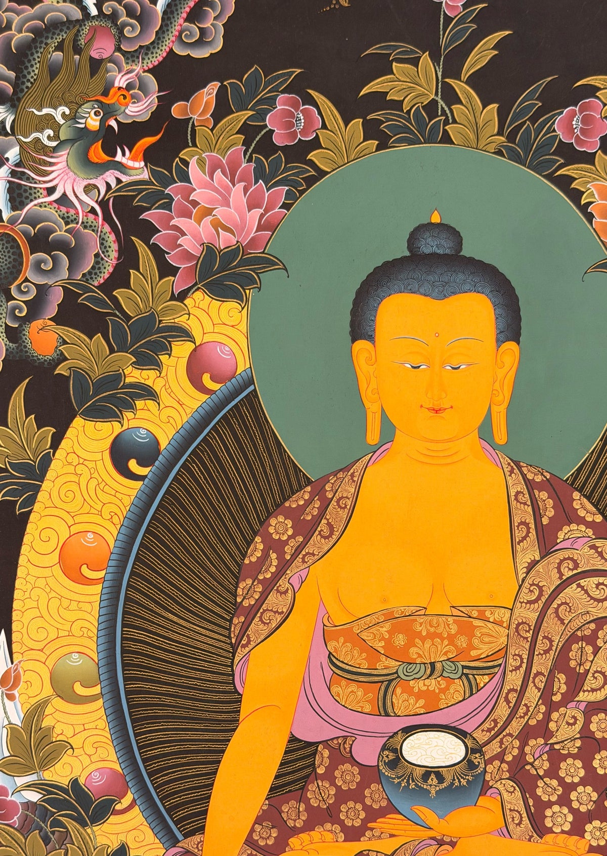 Shakyamuni Buddha thangka, close-up photo 3 of 5