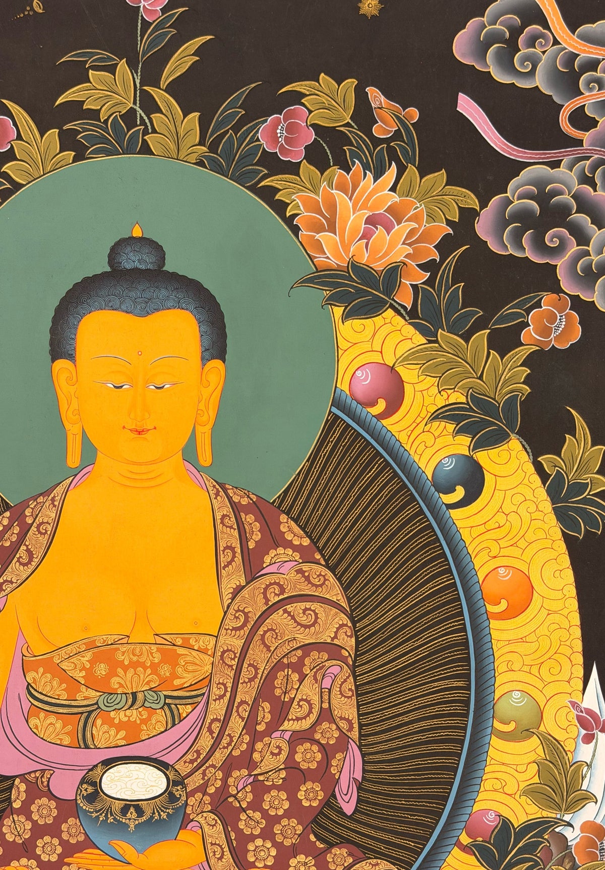 Shakyamuni Buddha thangka, close-up photo 4 of 5