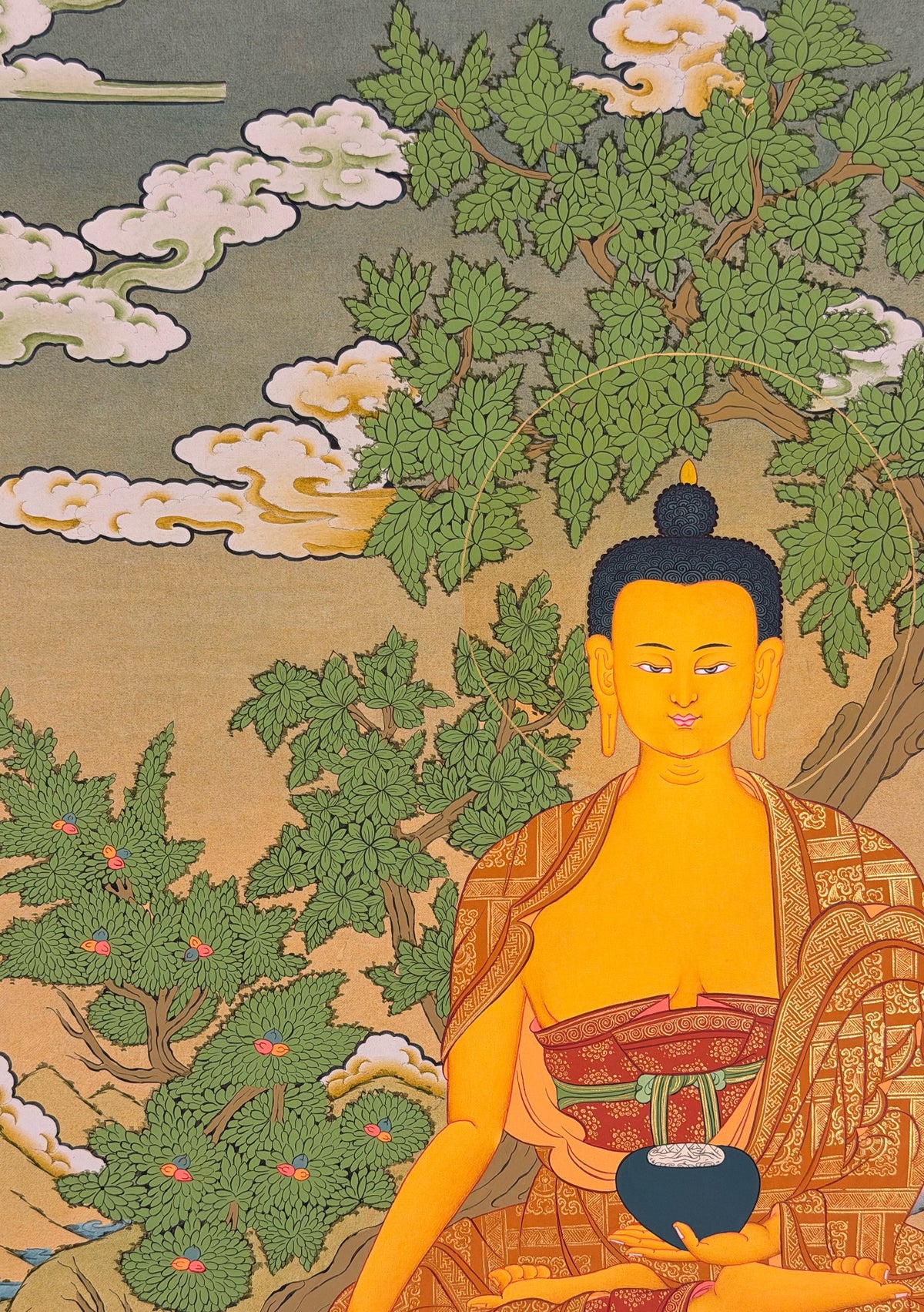 Shakyamuni Buddha thangka, close-up photo 3 of 5