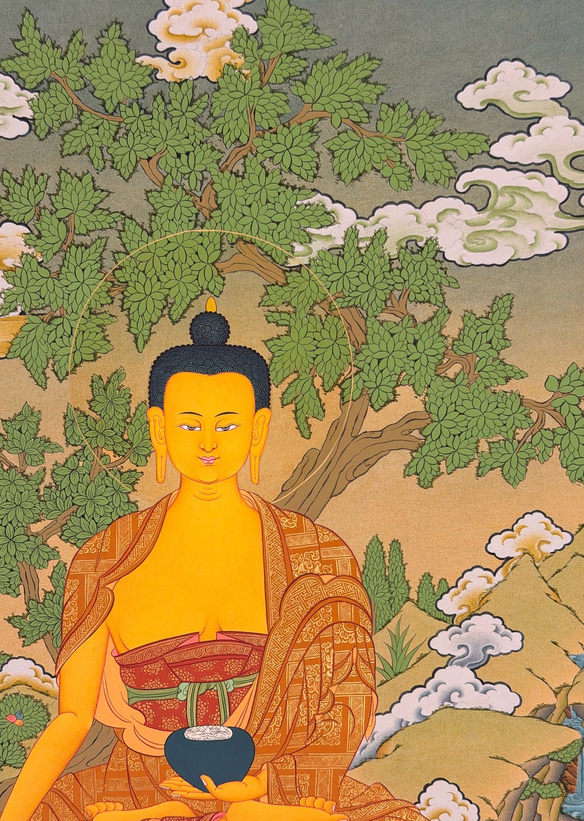 Shakyamuni Buddha thangka, close-up photo 4 of 5