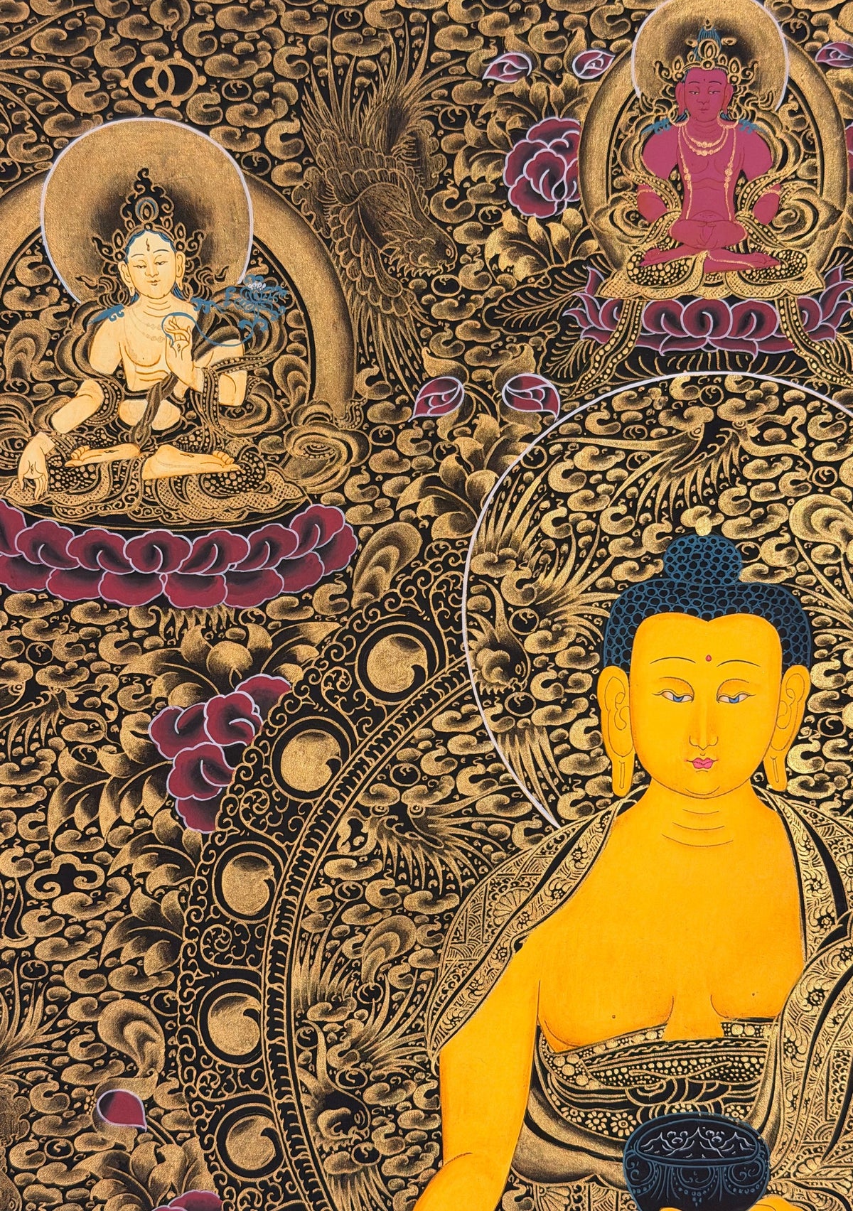 Shakyamuni Buddha thangka, close-up photo 3 of 5