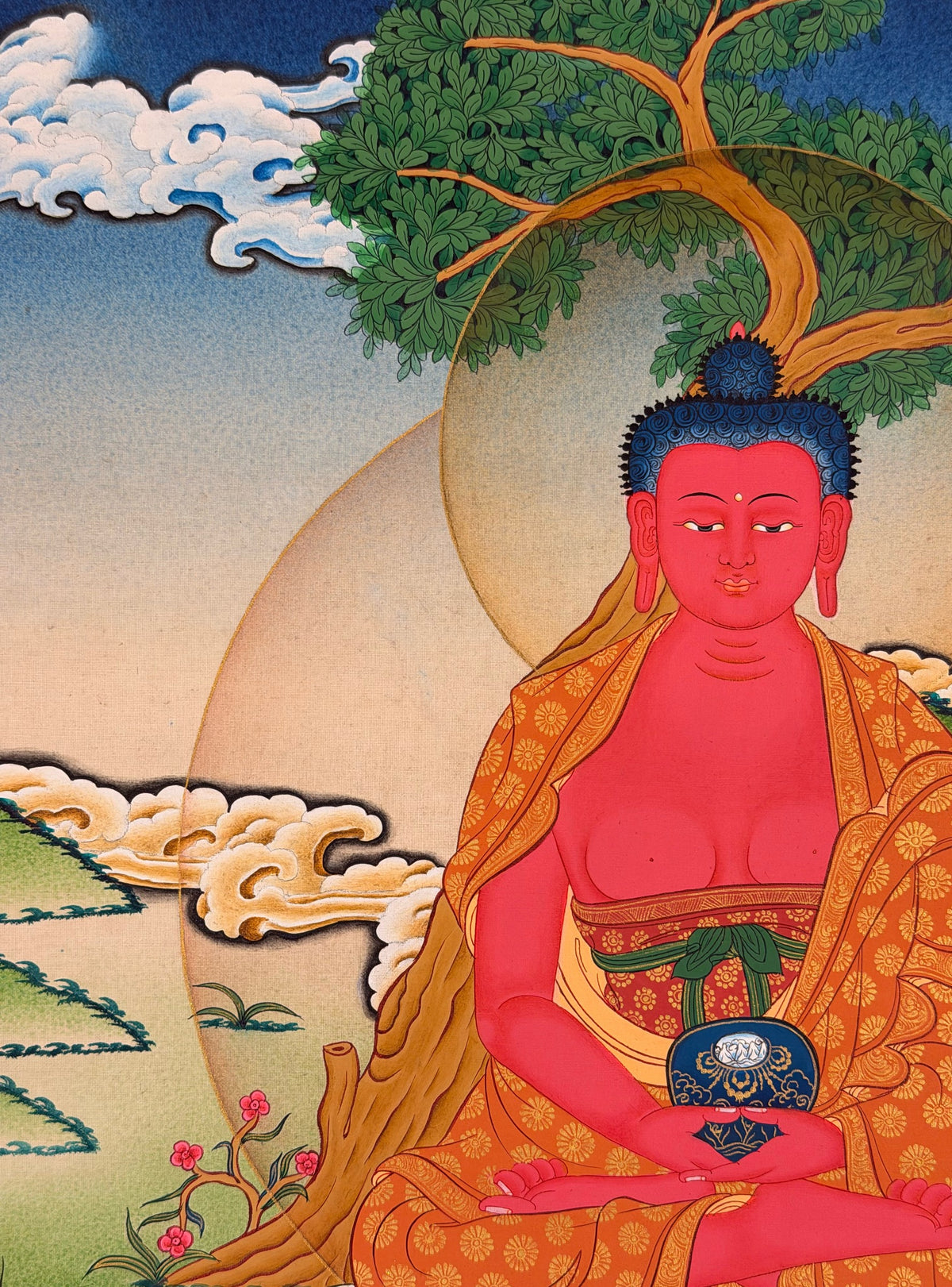 Amitabha Buddha thangka, close-up photo 3 of 5