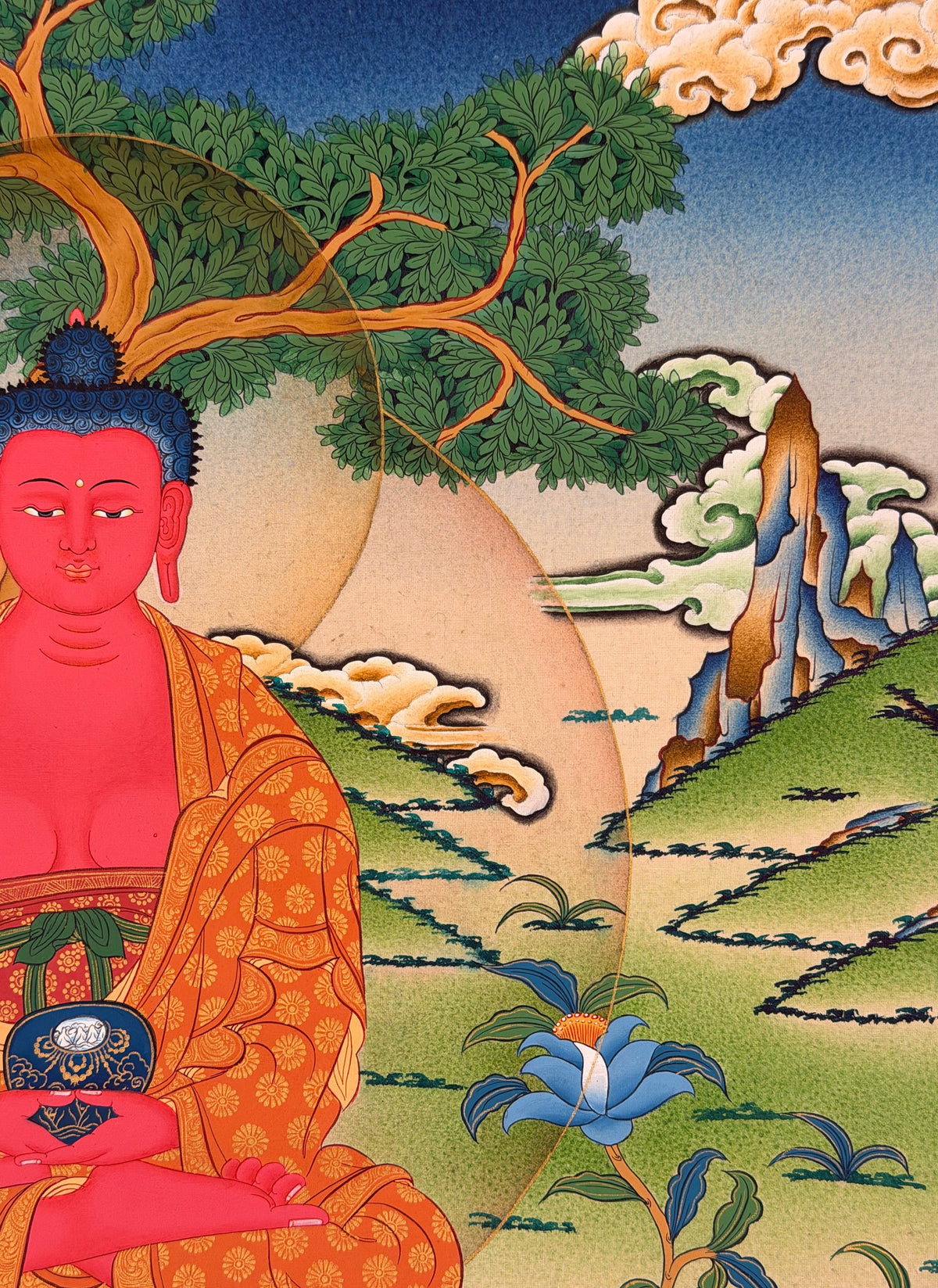 Amitabha Buddha thangka, close-up photo 4 of 5