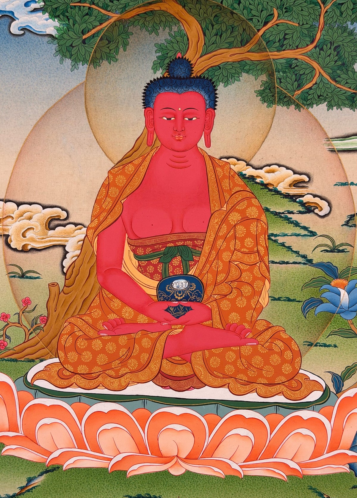 Amitabha Buddha thangka, close-up photo 5 of 5