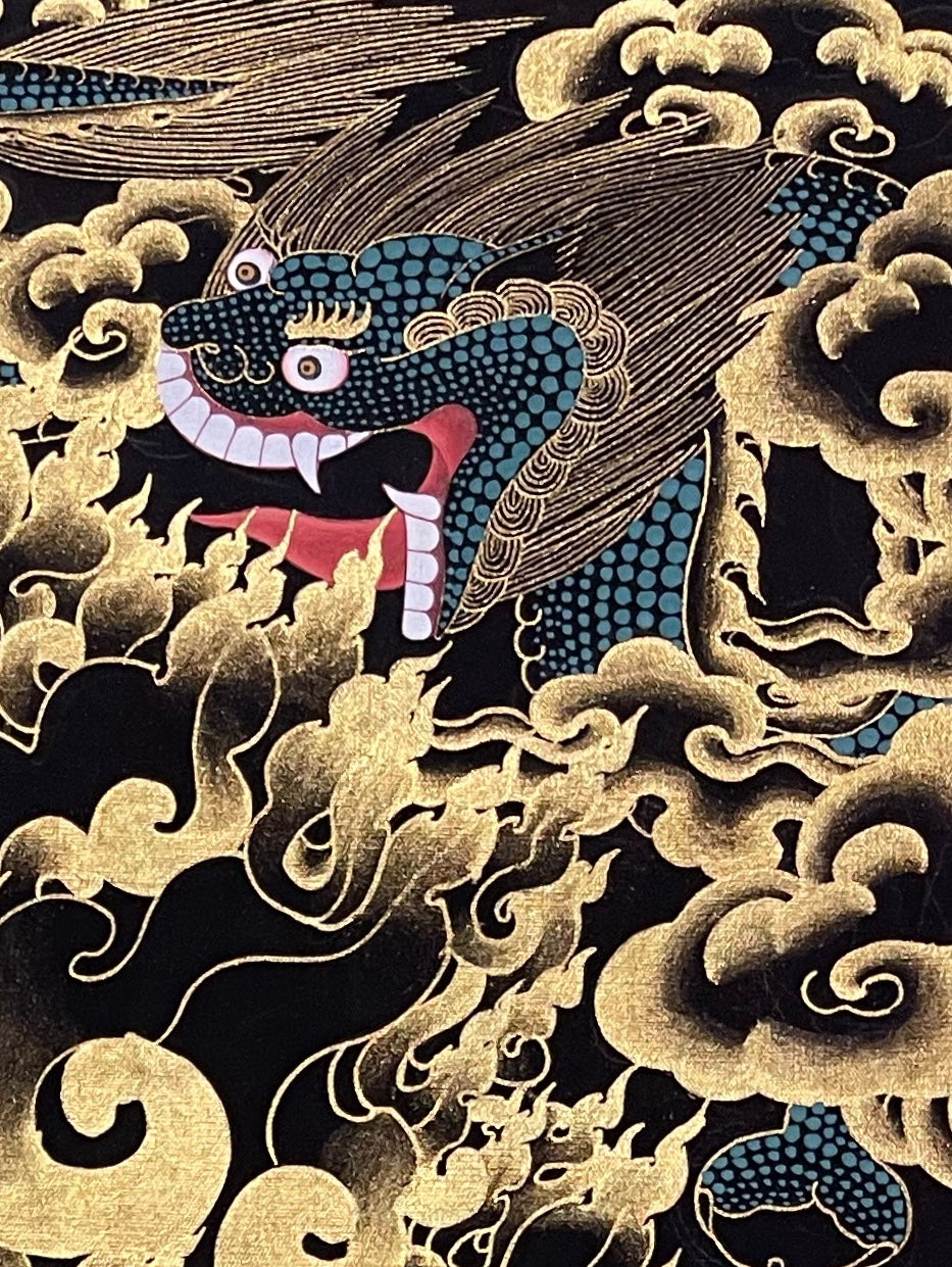 Palden Lhamo thangka, detail: top-right corner
