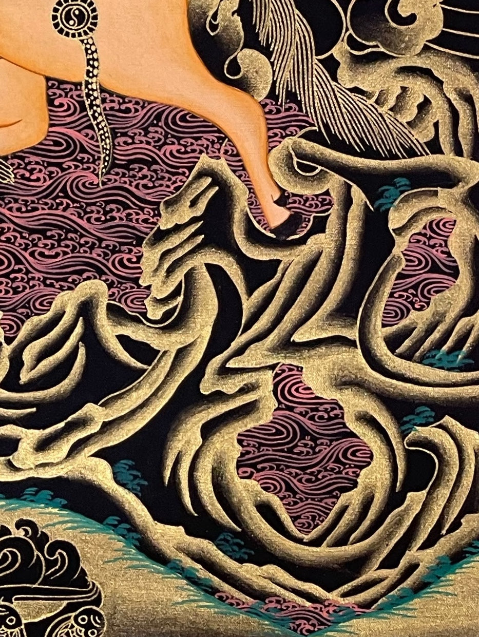 Palden Lhamo thangka, detail: bottom-right corner