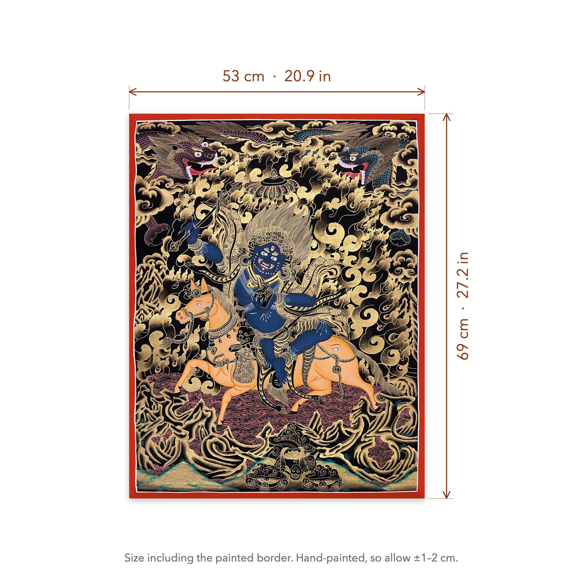 Size diagram: 53 × 69 cm (20.9 × 27.2 in), including the painted border