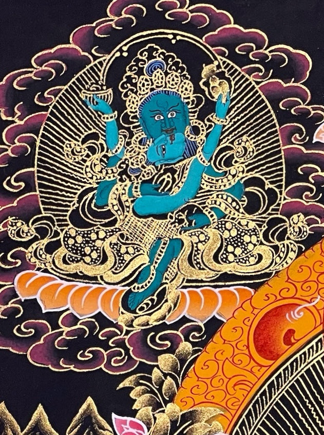 Jambhala thangka, detail: top-left corner