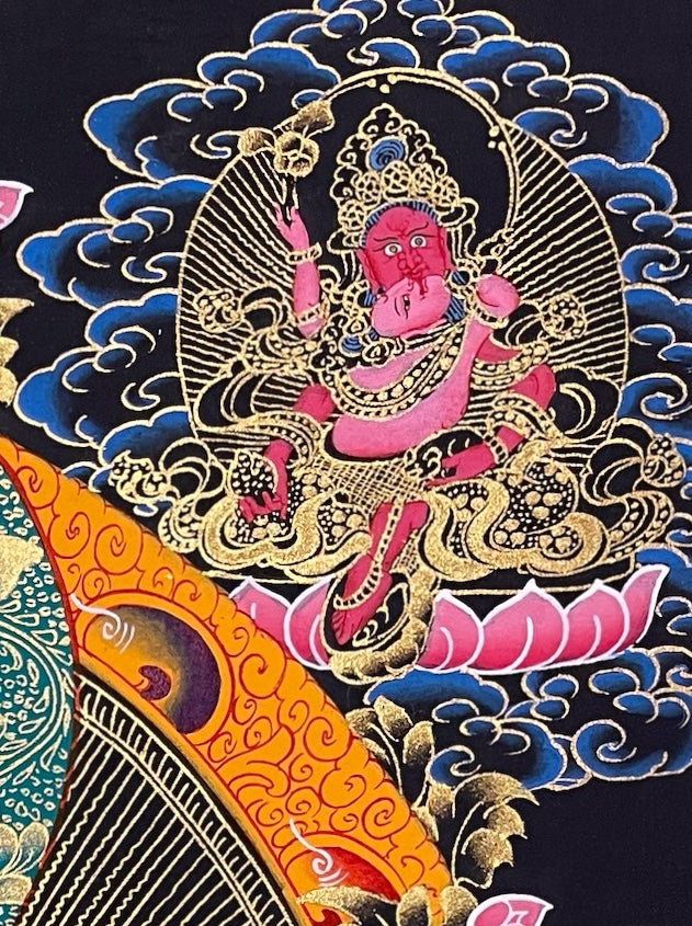 Jambhala thangka, detail: top-right corner