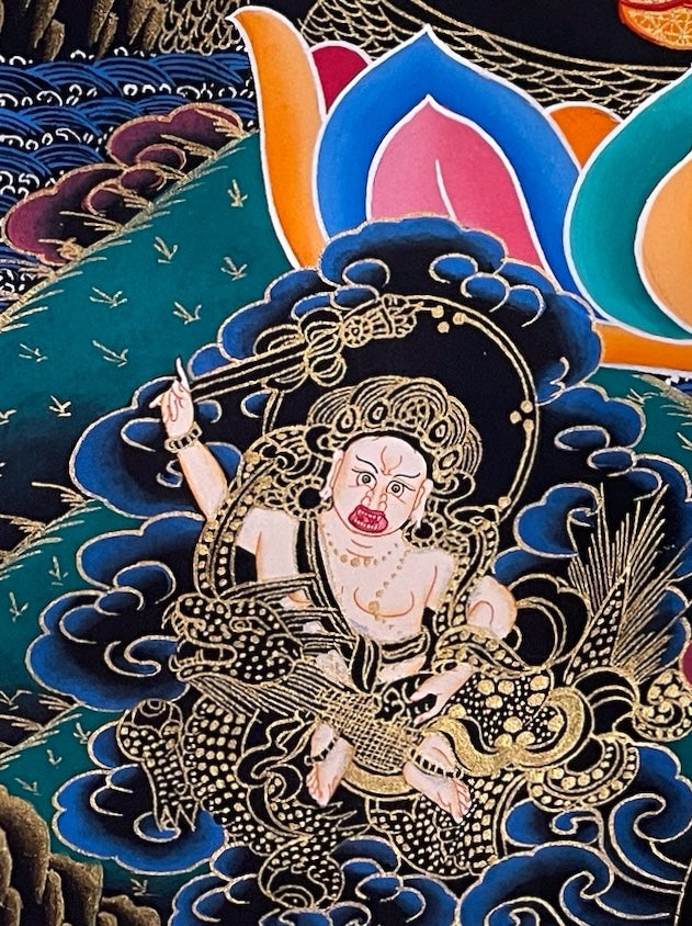 Jambhala thangka, detail: bottom-left corner
