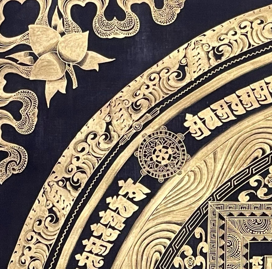 Kalachakra Mandala thangka, detail: top-left corner