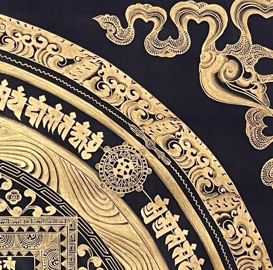 Kalachakra Mandala thangka, detail: top-right corner