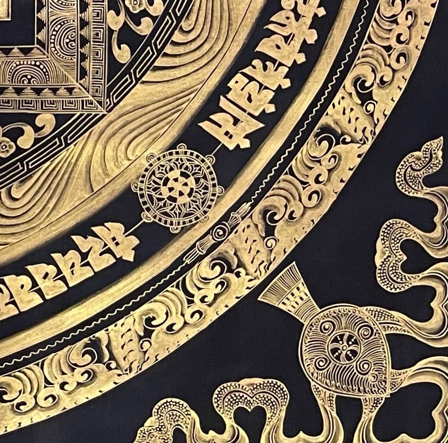 Kalachakra Mandala thangka, detail: bottom-right corner