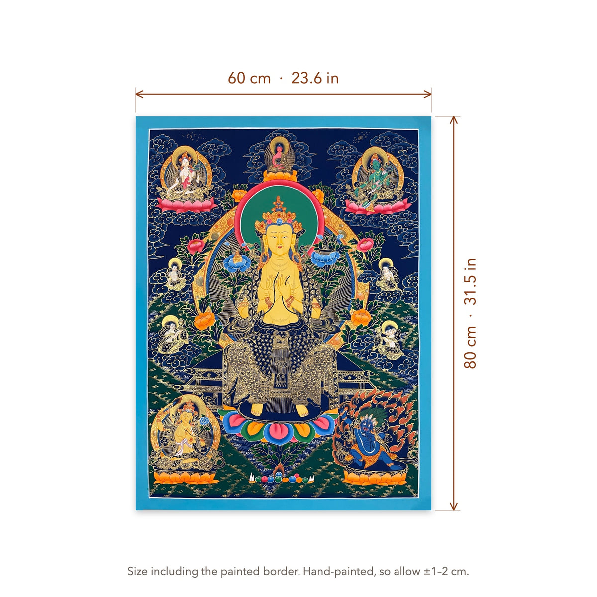 Size diagram: 60 × 80 cm (23.6 × 31.5 in), including the painted border