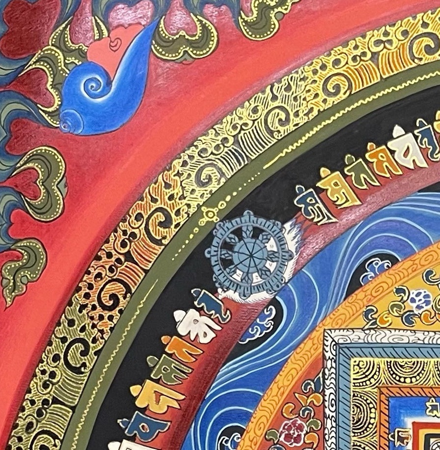 Kalachakra Mandala thangka, detail: top-left corner