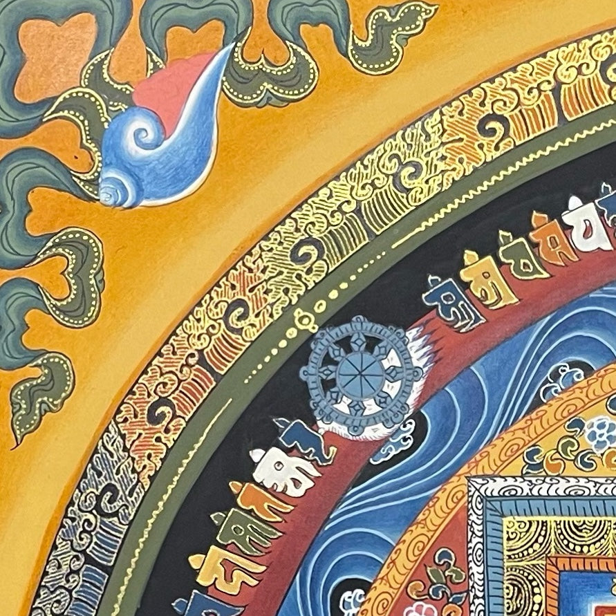 Kalachakra Mandala thangka, detail: top-left corner