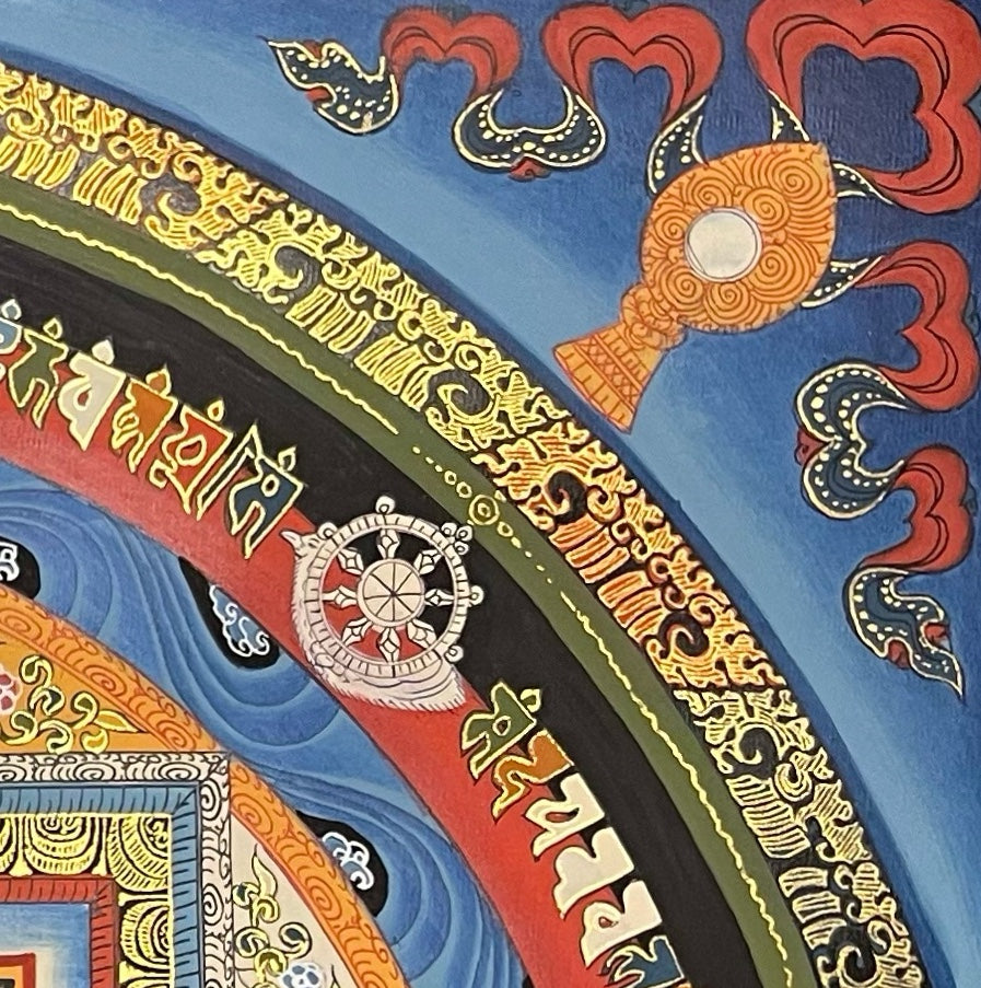 Kalachakra Mandala thangka, detail: top-right corner