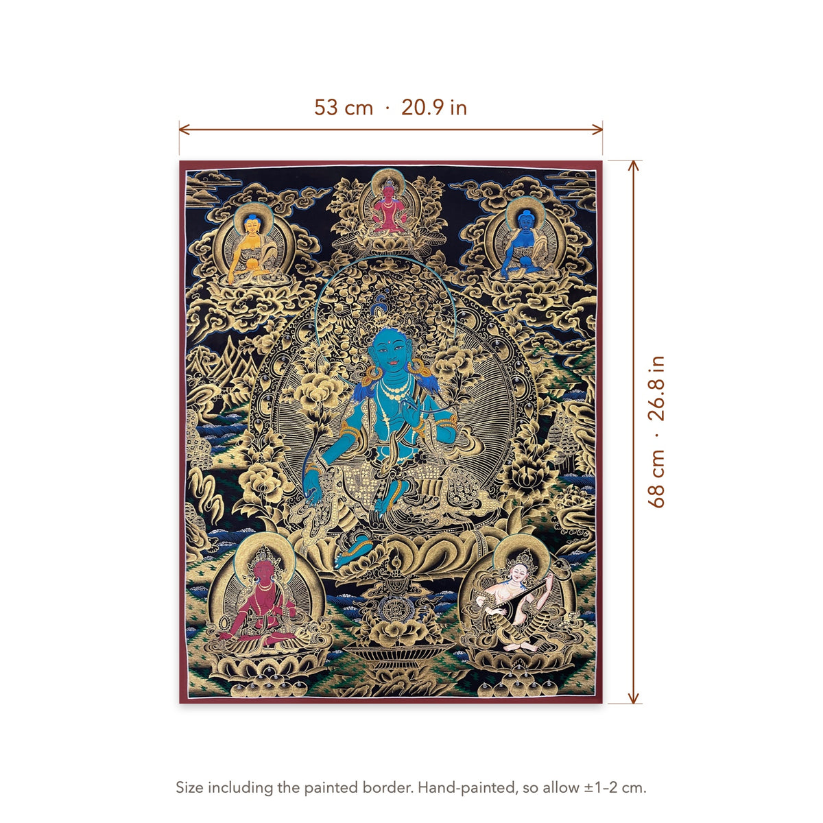 Size diagram: 53 × 68 cm (20.9 × 26.8 in), including the painted border