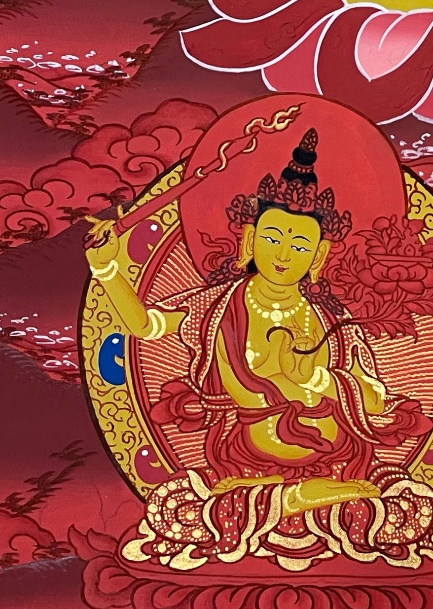 Chenrezig thangka, detail: bottom-left corner