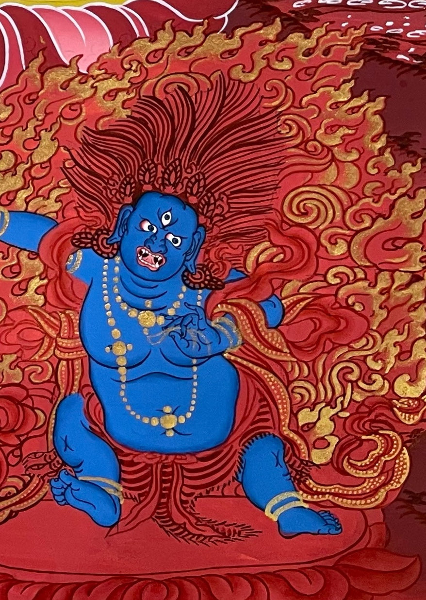 Chenrezig thangka, detail: bottom-right corner