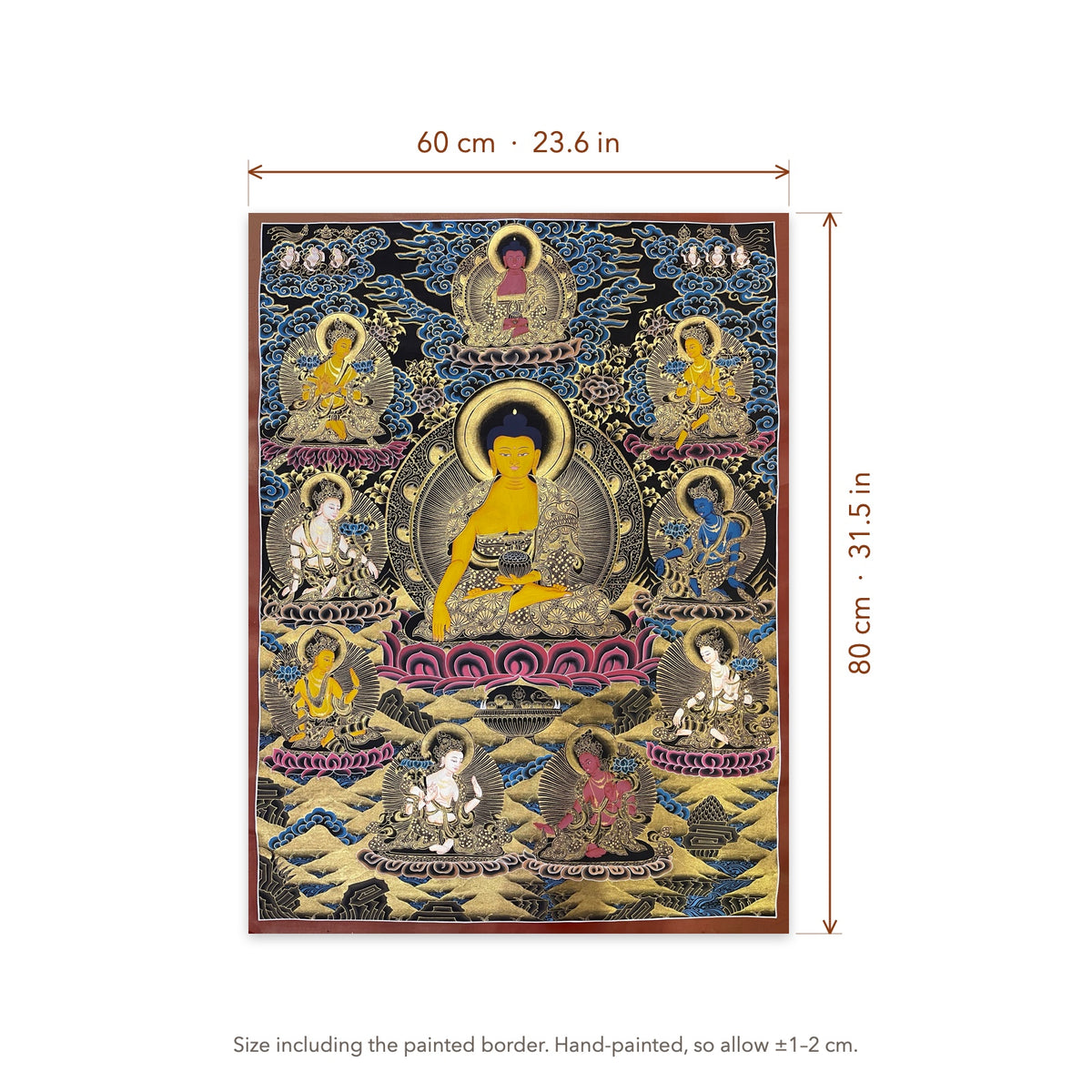 Size diagram: 60 × 80 cm (23.6 × 31.5 in), including the painted border