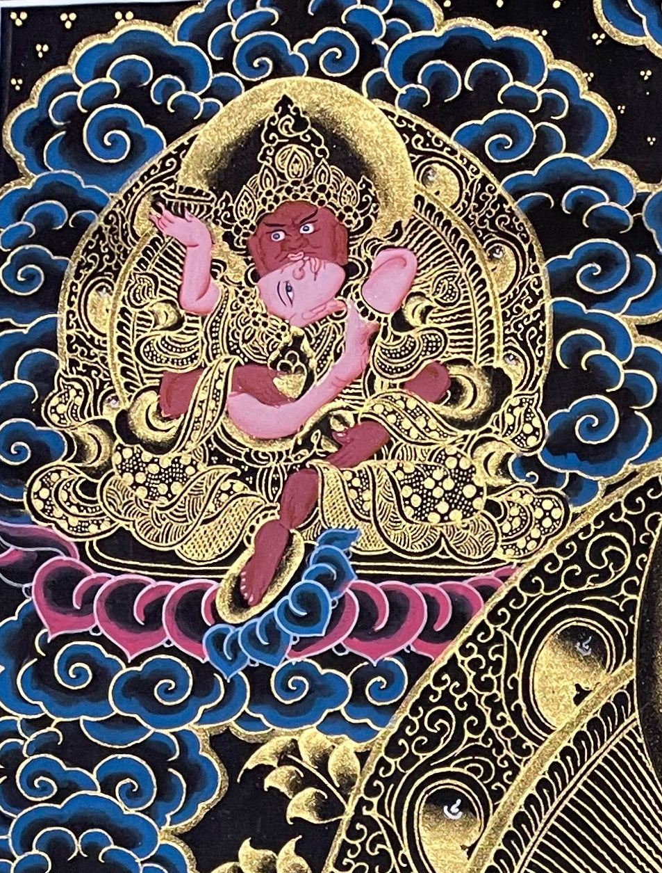 Jambhala thangka, detail: top-left corner