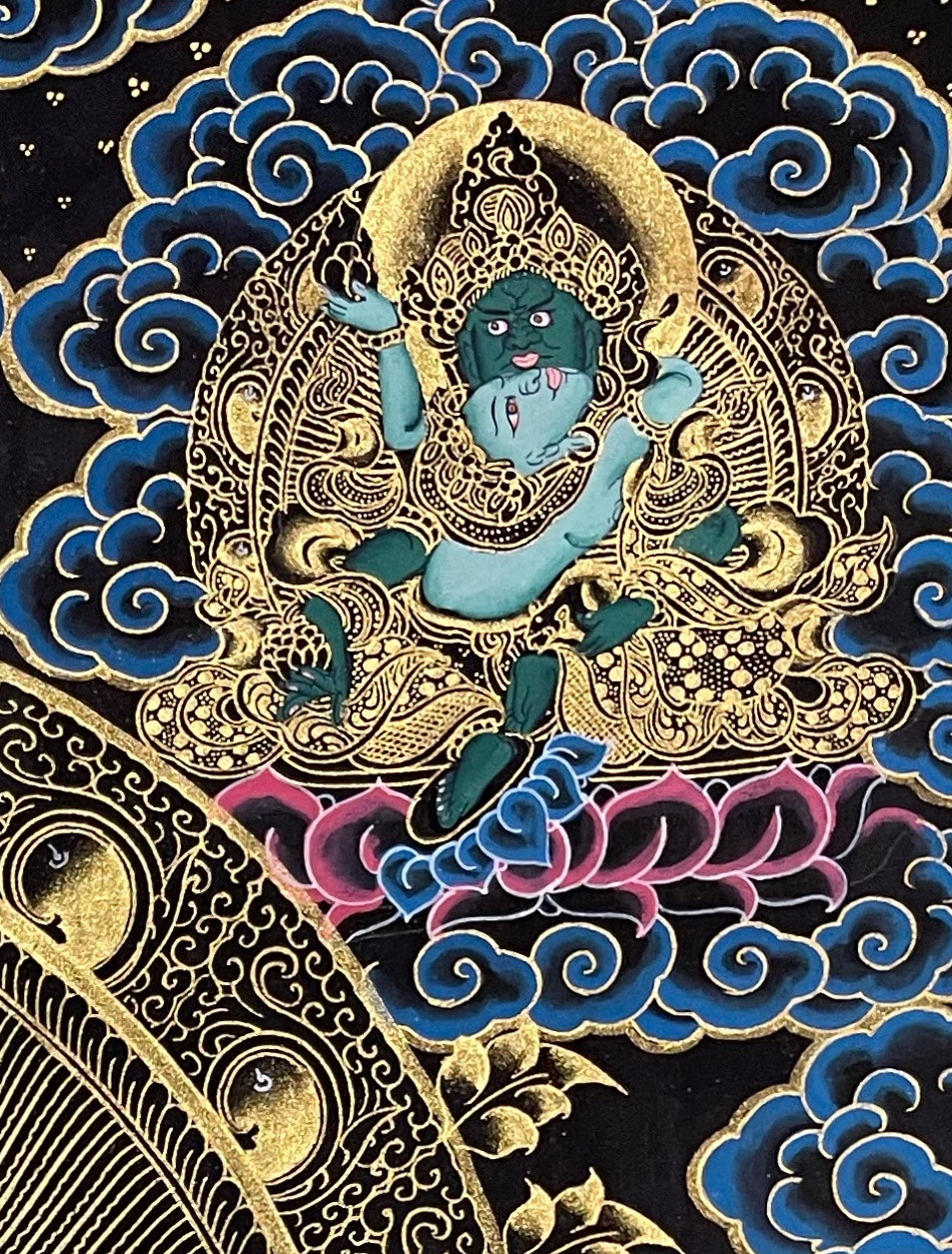 Jambhala thangka, detail: top-right corner