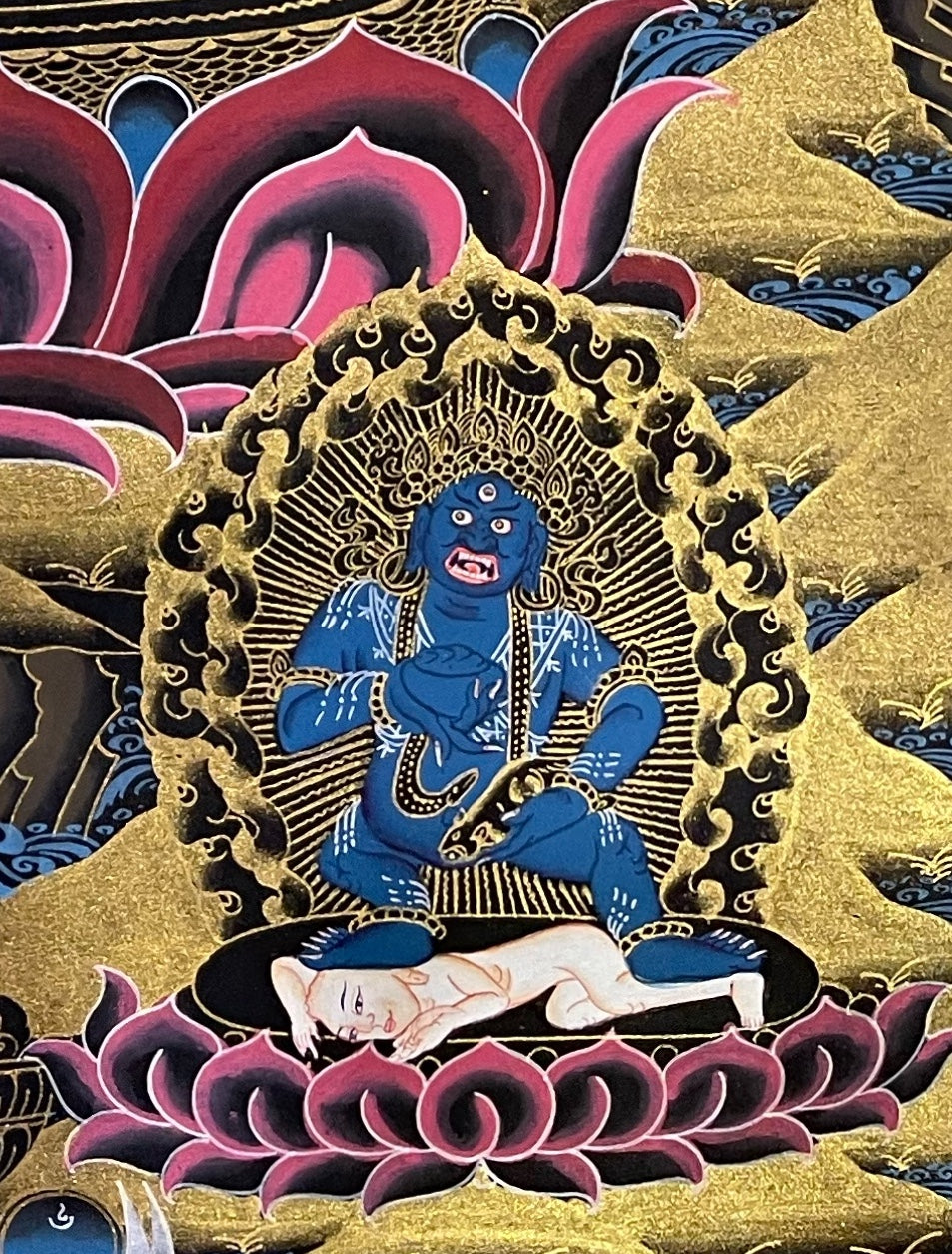 Jambhala thangka, detail: bottom-right corner