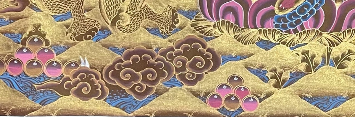 Jambhala Set thangka, detail: bottom-left corner