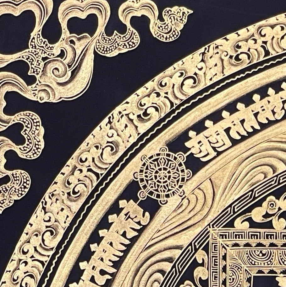 Kalachakra Mandala thangka, detail: top-left corner