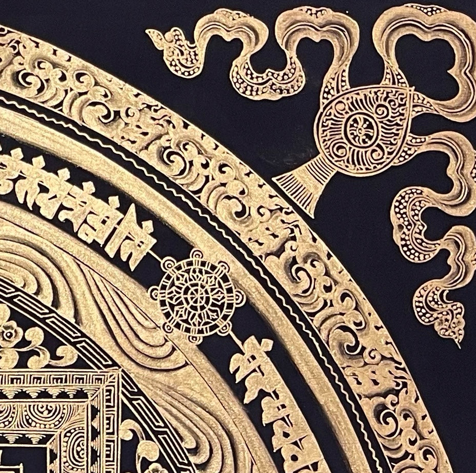 Kalachakra Mandala thangka, detail: top-right corner