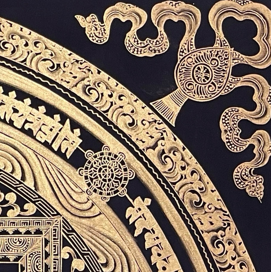 Kalachakra Mandala thangka, detail: top-right corner