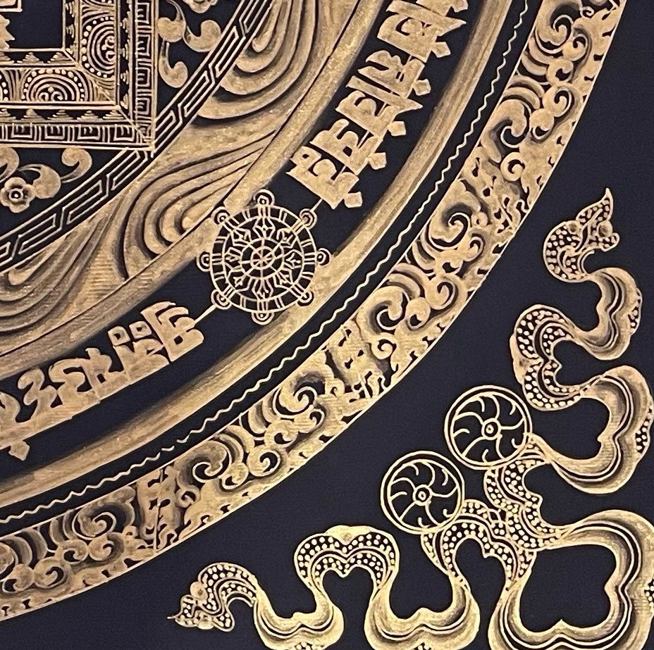 Kalachakra Mandala thangka, detail: bottom-right corner