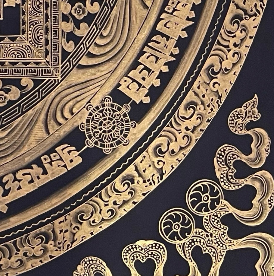 Kalachakra Mandala thangka, detail: bottom-right corner