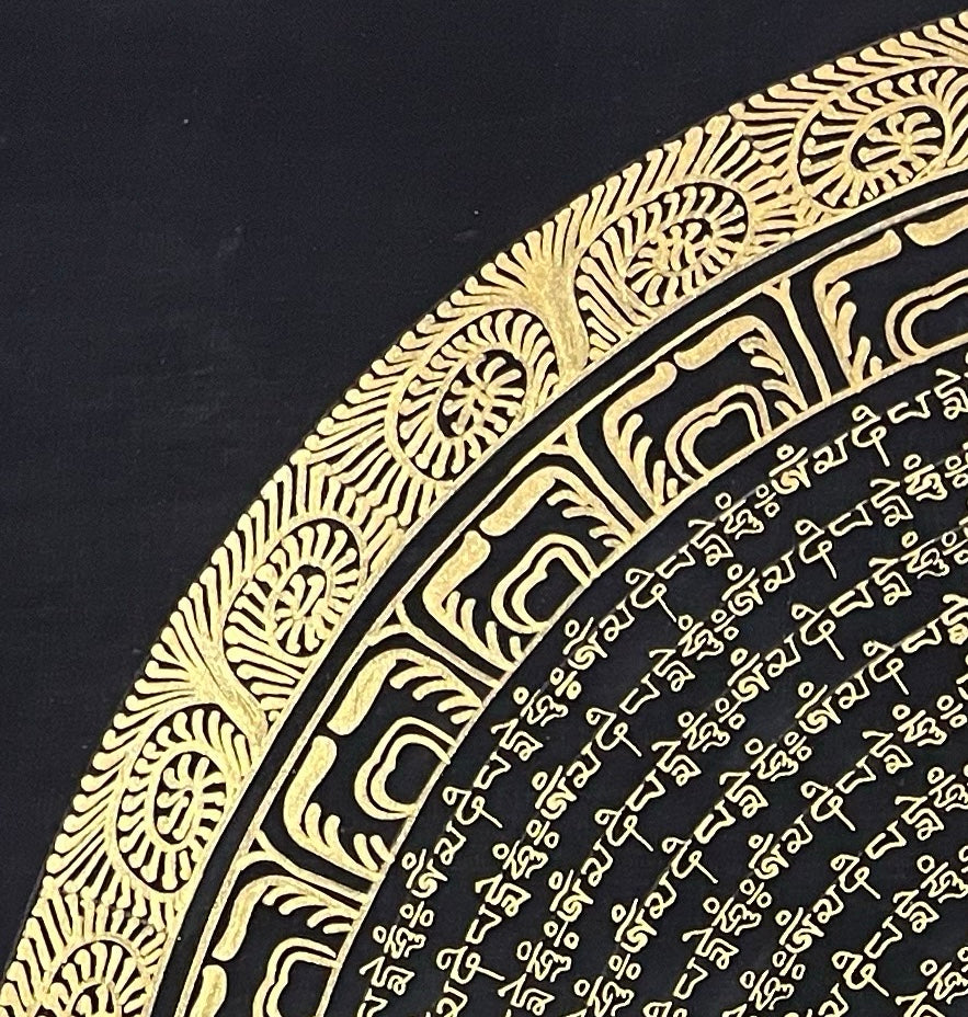 Mantra Mandala thangka, detail: top-left corner