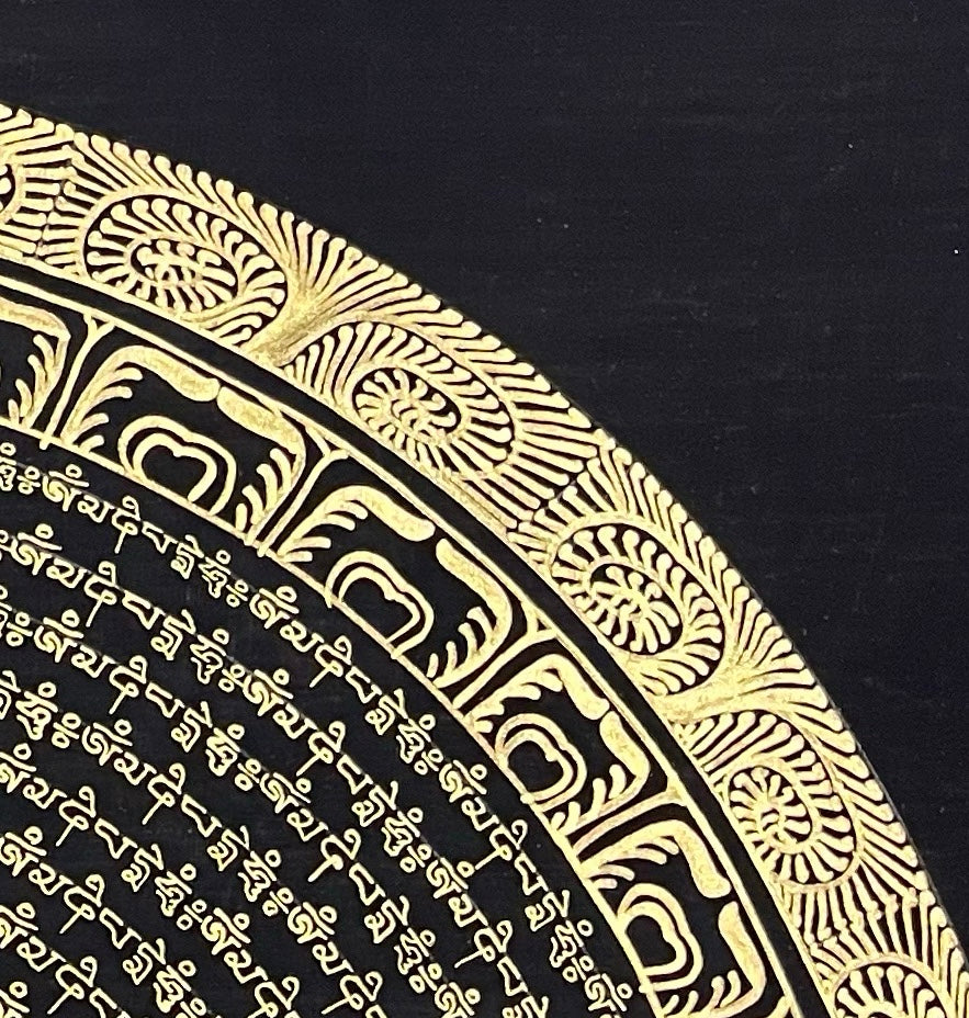 Mantra Mandala thangka, detail: top-right corner