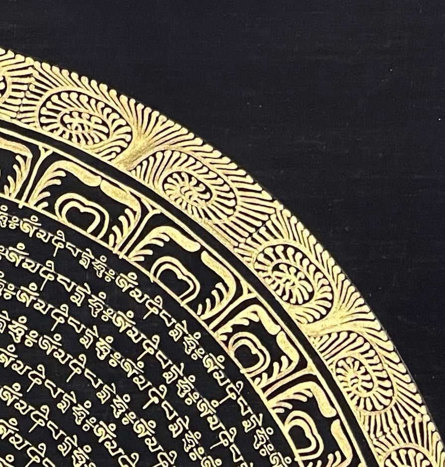 Mantra Mandala thangka, detail: top-right corner