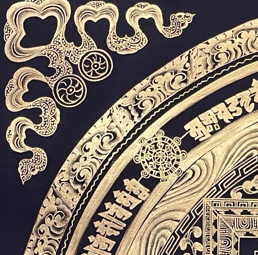 Kalachakra Mandala thangka, detail: top-left corner