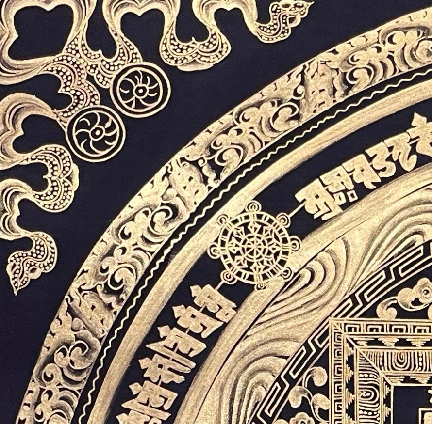 Kalachakra Mandala thangka, detail: top-left corner