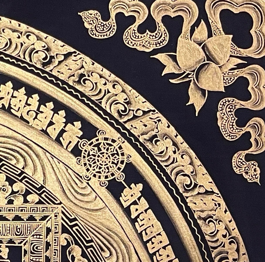 Kalachakra Mandala thangka, detail: top-right corner