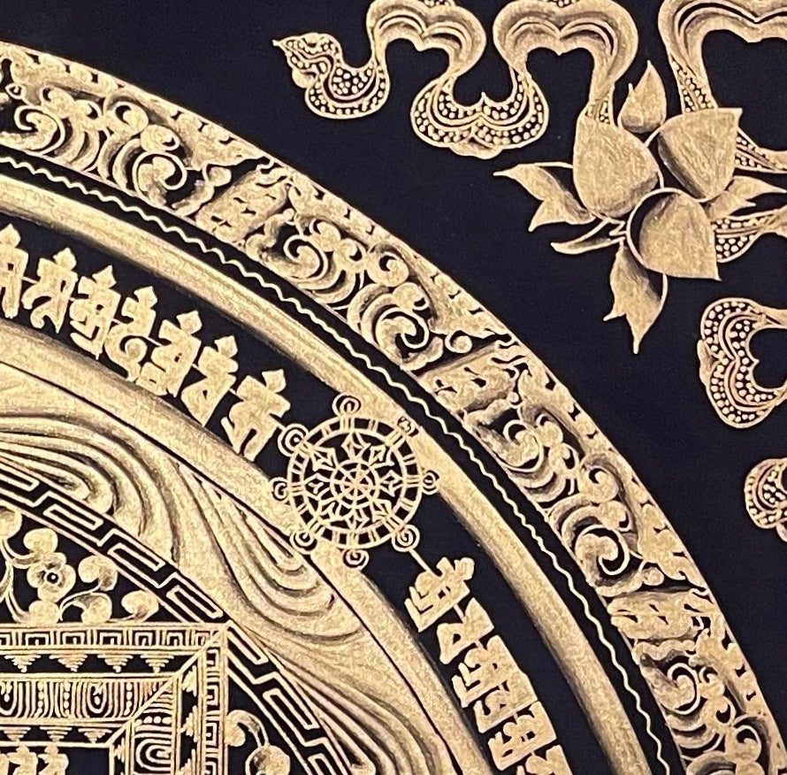 Kalachakra Mandala thangka, detail: top-right corner