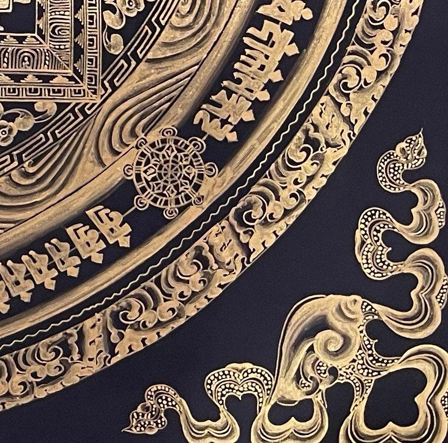 Kalachakra Mandala thangka, detail: bottom-right corner