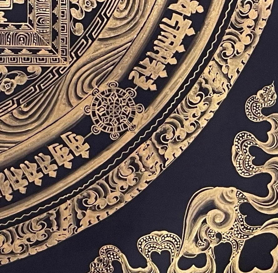 Kalachakra Mandala thangka, detail: bottom-right corner