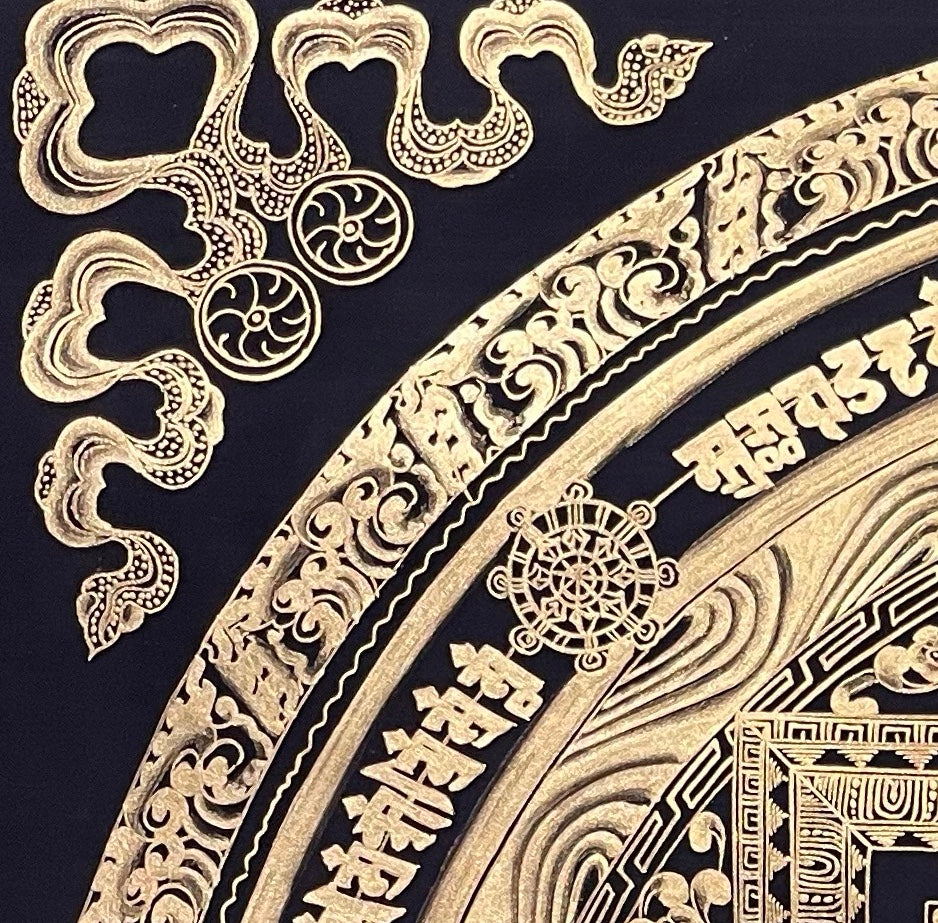 Kalachakra Mandala thangka, detail: top-left corner