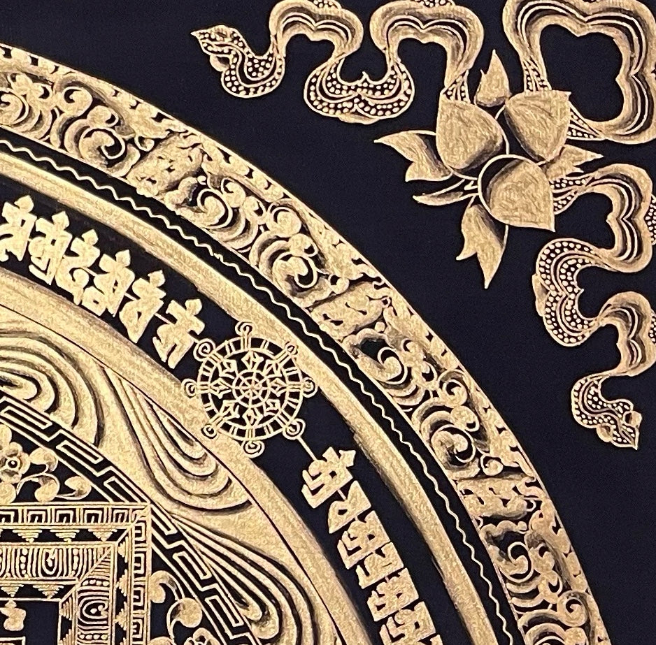 Kalachakra Mandala thangka, detail: top-right corner