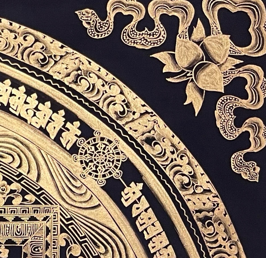 Kalachakra Mandala thangka, detail: top-right corner